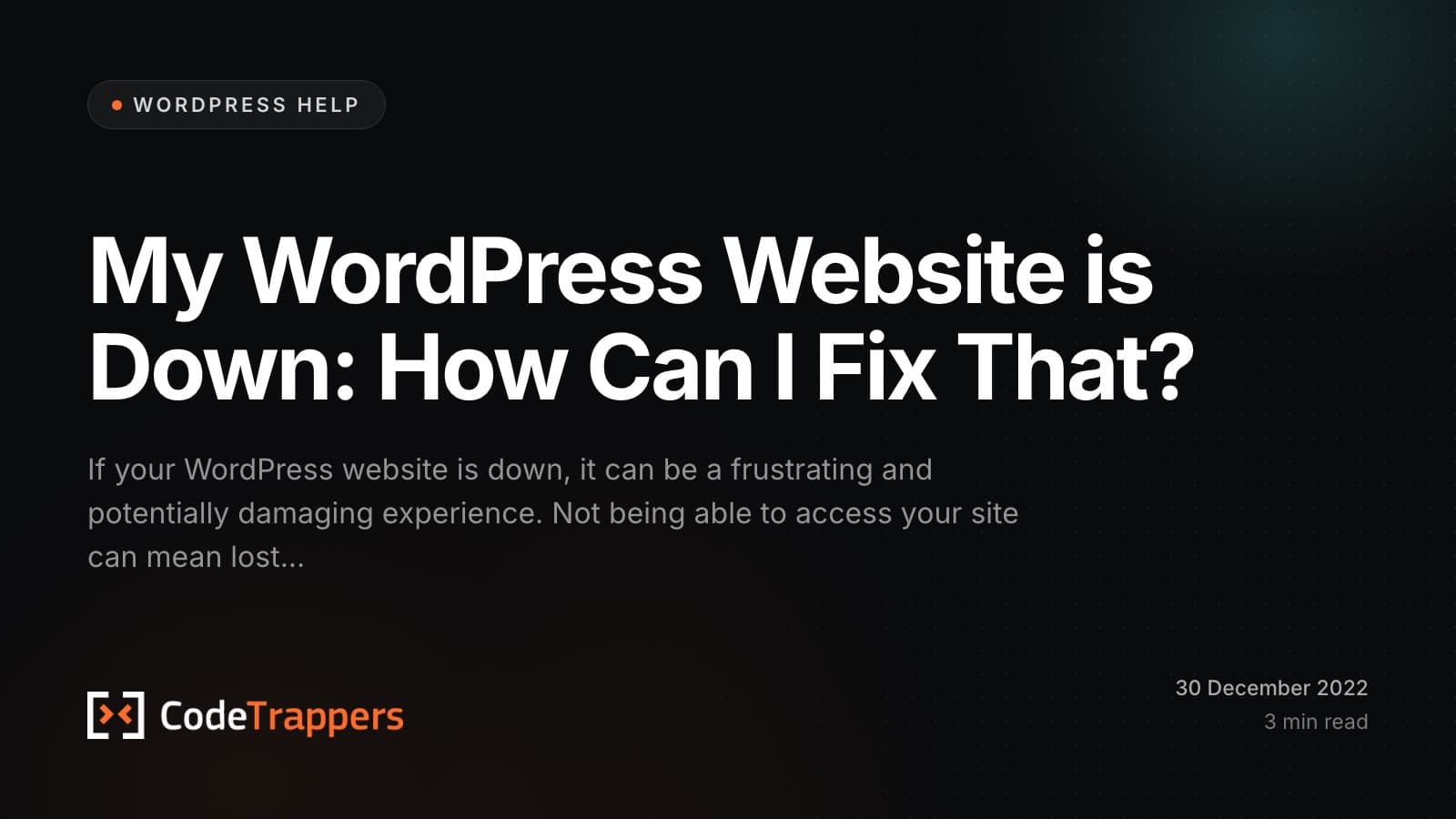 My WordPress Website is Down: How Can I Fix That?