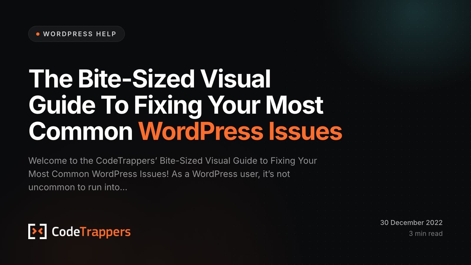 The Bite-Sized Visual Guide To Fixing Your Most Common WordPress Issues